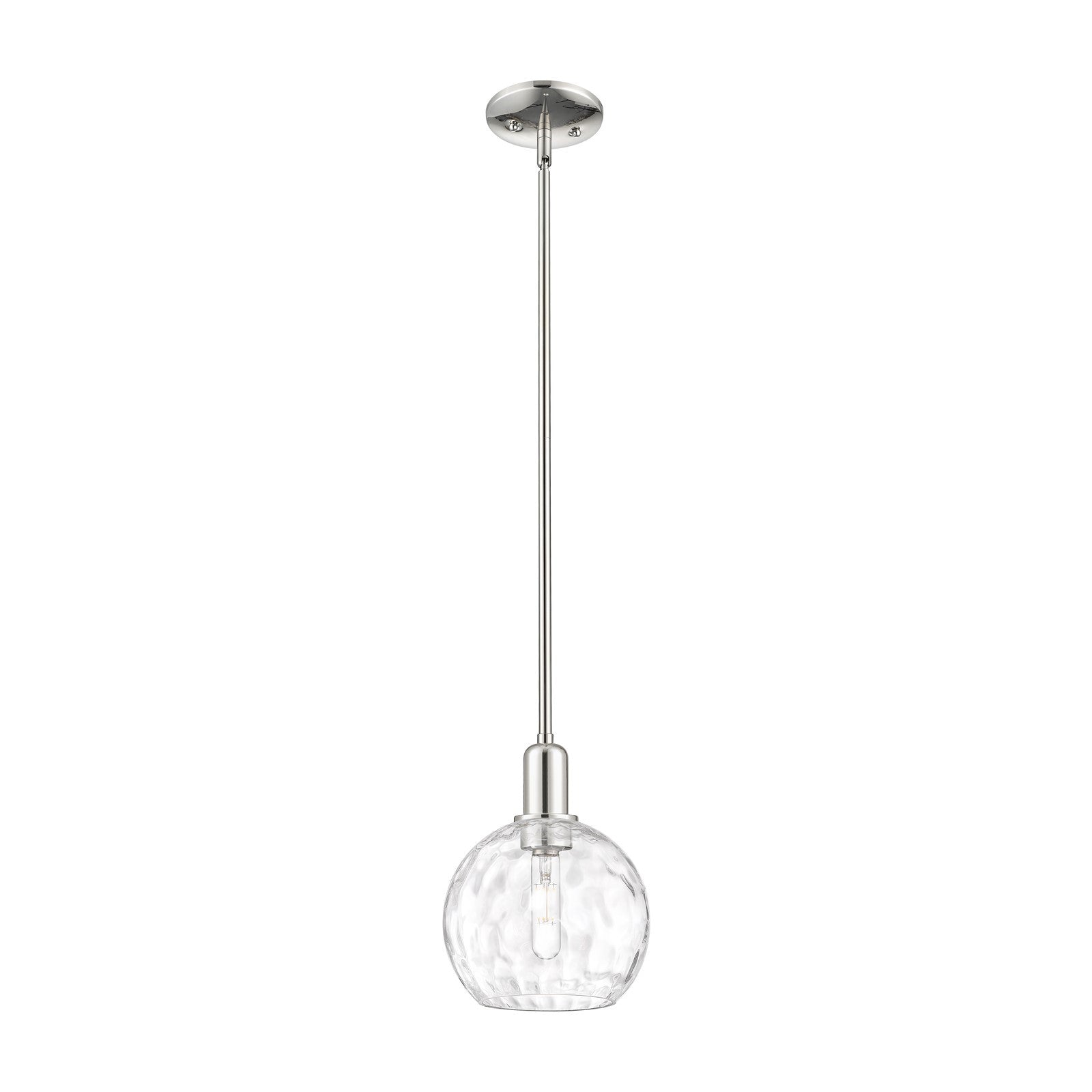 Innovations Athens Water Glass 8in 1-Light Mini Pendant | Industrial Polished Nickel and Clear Glass | Kitchen Island & | Model 716-1S-PN-G1215-8