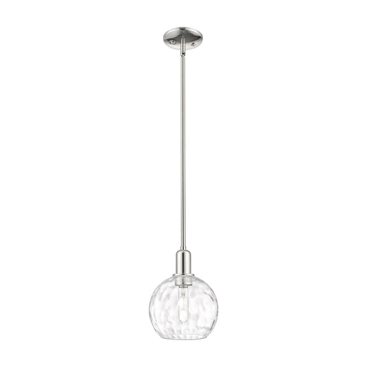 Innovations Athens Water Glass 8in 1-Light Mini Pendant | Industrial Polished Nickel and Clear Glass | Kitchen Island & | Model 716-1S-PN-G1215-8