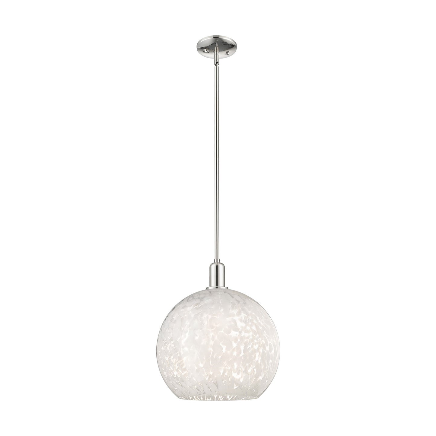 Innovations Lighting White Mouchette 14in 1-Light Mini Pendant | Industrial Modern Polished Nickel and White Glass | Kitchen | Model 716-1S-PN-G1216-14WM