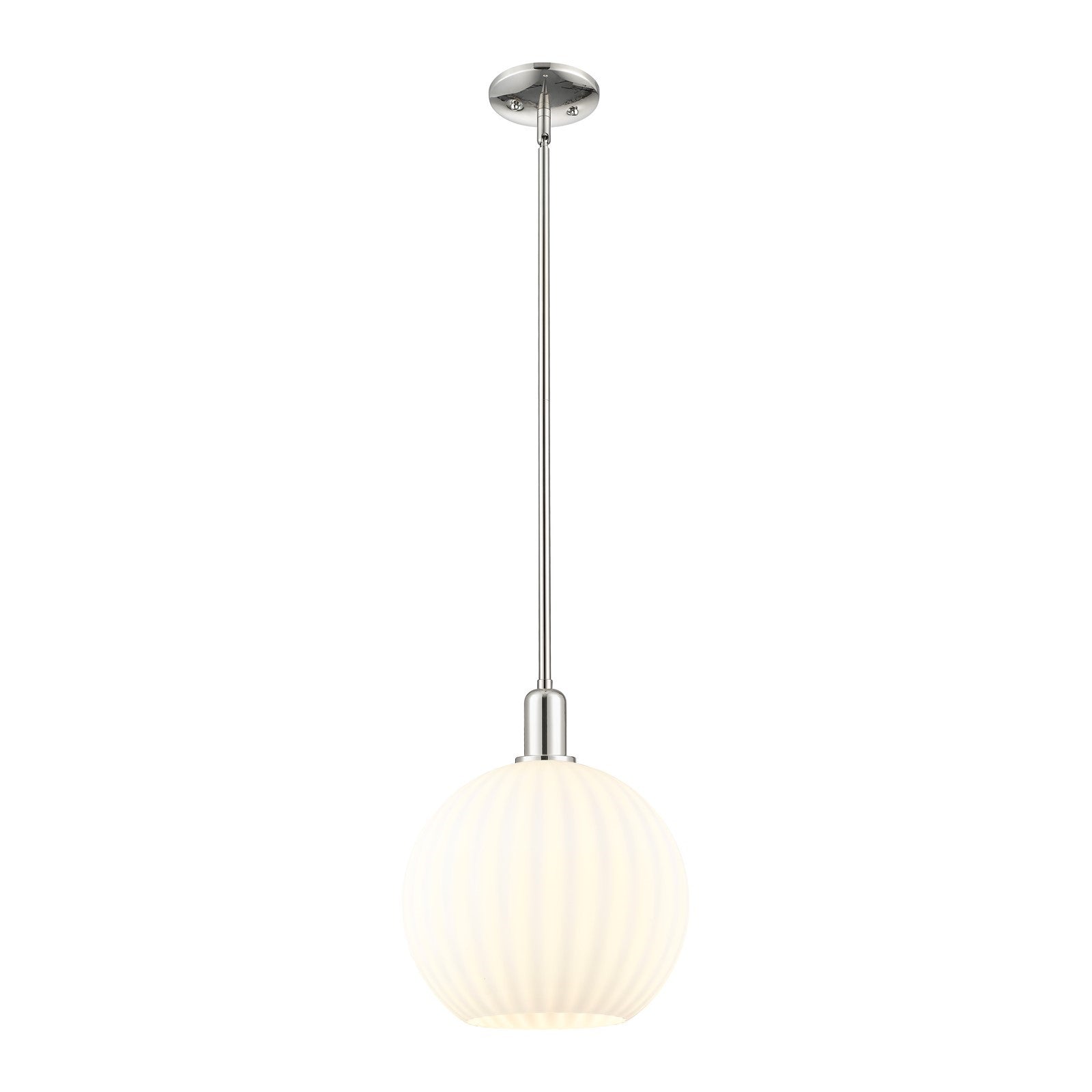 Innovations Lighting White Venetian 12in 1-Light Mini Pendant | Industrial Polished Nickel and White Venetian Glass | Kitchen | Model 716-1S-PN-G1217-12WV