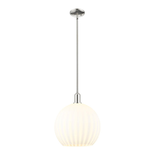 Innovations Lighting White Venetian 14in 1-Light Mini Pendant | Industrial Polished Nickel and White Venetian Glass | Kitchen | Model 716-1S-PN-G1217-14WV