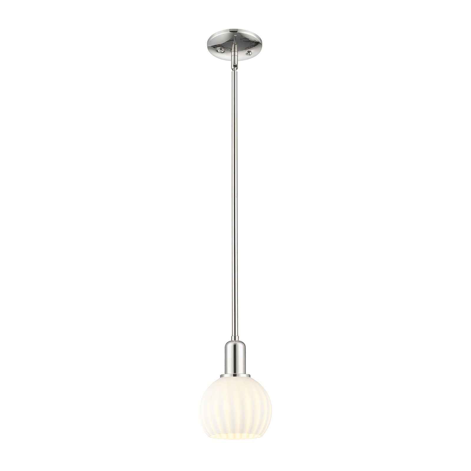 Innovations Lighting White Venetian 6in 1-Light Mini Pendant | Industrial Polished Nickel and White Glass | Kitchen Island & | Model 716-1S-PN-G1217-6WV
