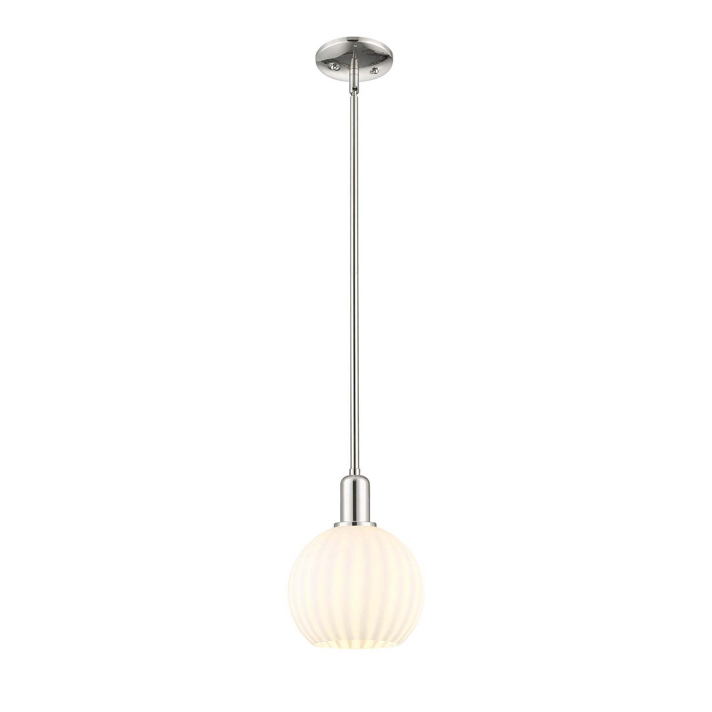 Innovations Lighting Arcadia 8in 1-Light Mini Pendant | Industrial Polished Nickel and White Venetian Glass | Kitchen Island & | Model 716-1S-PN-G1217-8WV