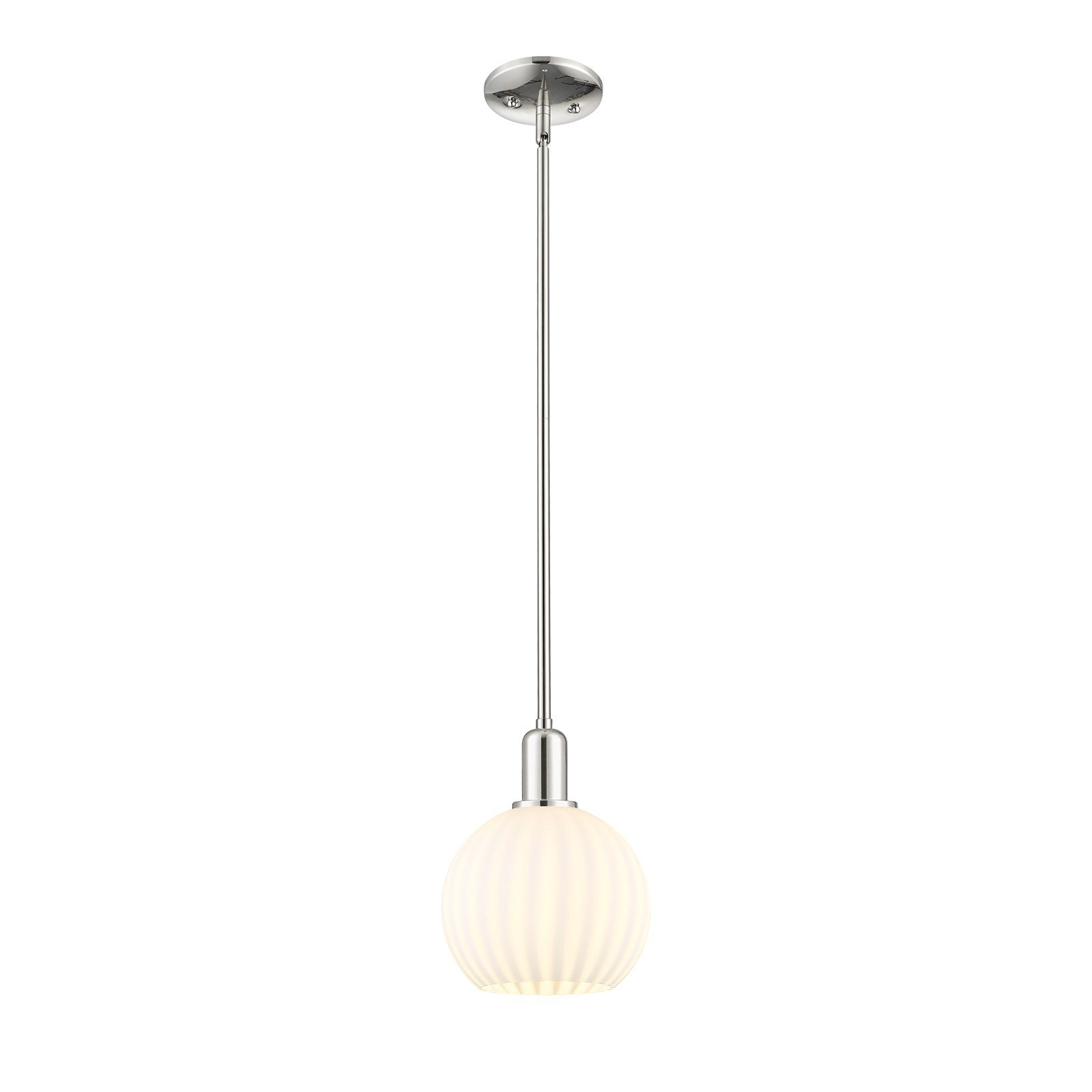 Innovations Lighting Arcadia 8in 1-Light Mini Pendant | Industrial Polished Nickel and White Venetian Glass | Kitchen Island & | Model 716-1S-PN-G1217-8WV