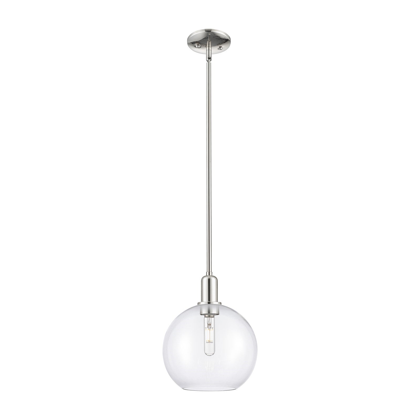 Innovations Athens 10in 1-Light Mini Pendant | Industrial Polished Nickel Steel and Clear Glass | Kitchen Island & Dining Room | Model 716-1S-PN-G122-10