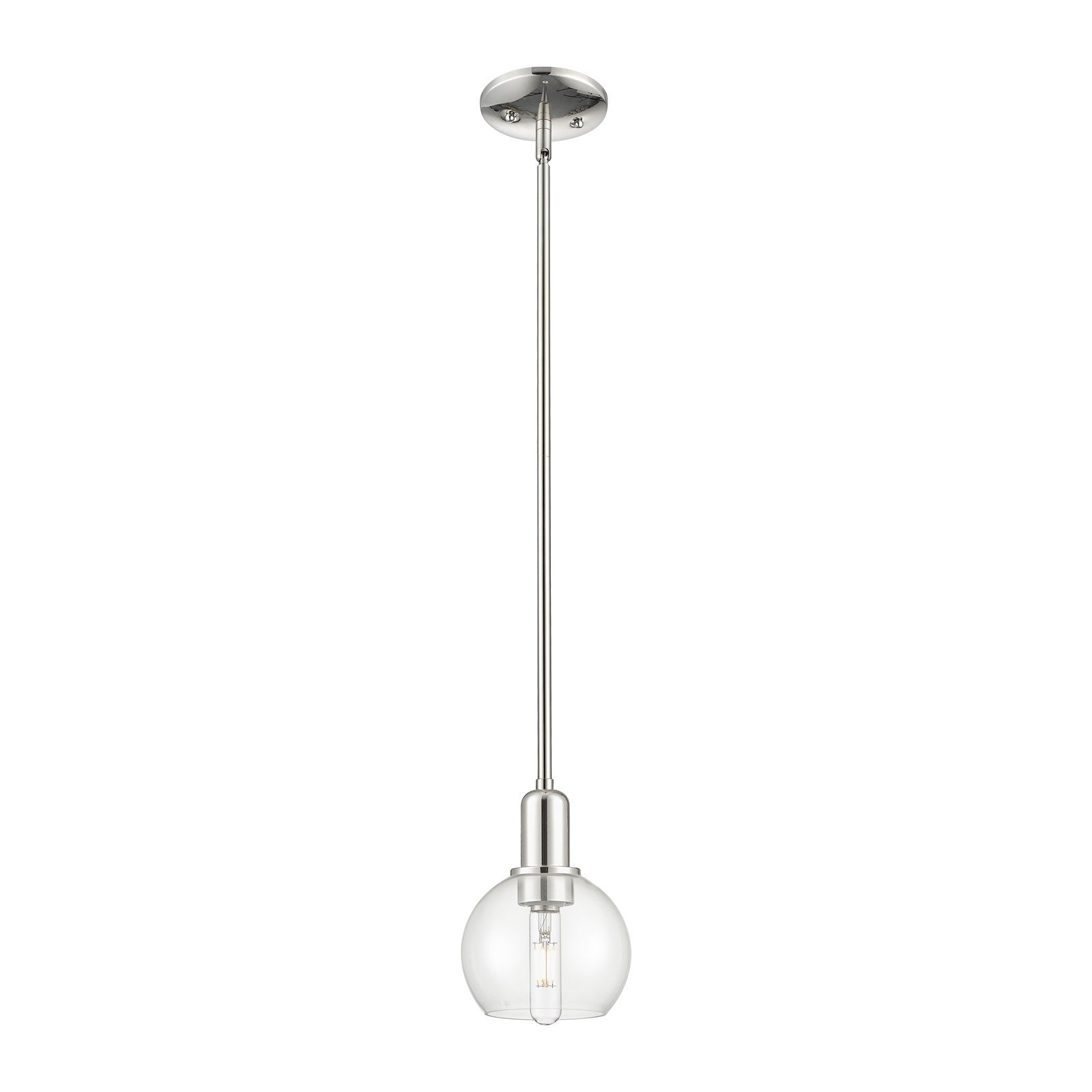Innovations Athens 6in 1-Light Mini Pendant | Industrial Polished Nickel Steel and Clear Glass | Kitchen Island & Dining Room | Model 716-1S-PN-G122-6