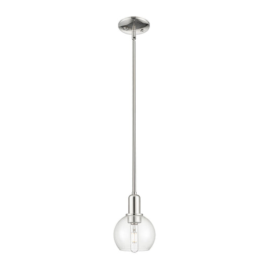 Innovations Athens 6in 1-Light Mini Pendant | Industrial Polished Nickel Steel and Clear Glass | Kitchen Island & Dining Room | Model 716-1S-PN-G122-6