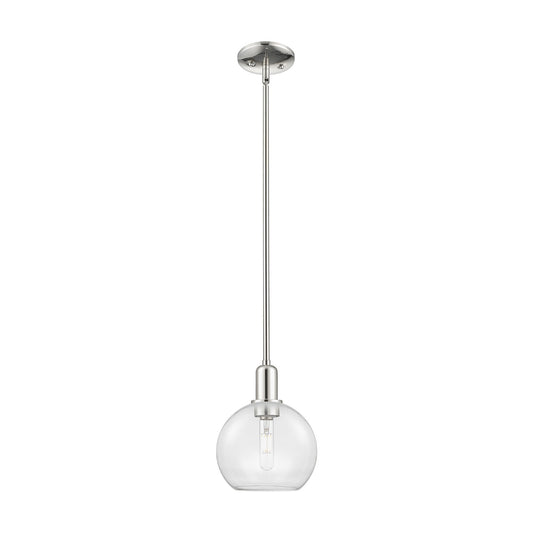 Innovations Athens 8in 1-Light Mini Pendant | Industrial Polished Nickel Steel and Clear Glass | Kitchen Island & Dining Room | 8 | Model 716-1S-PN-G122-8