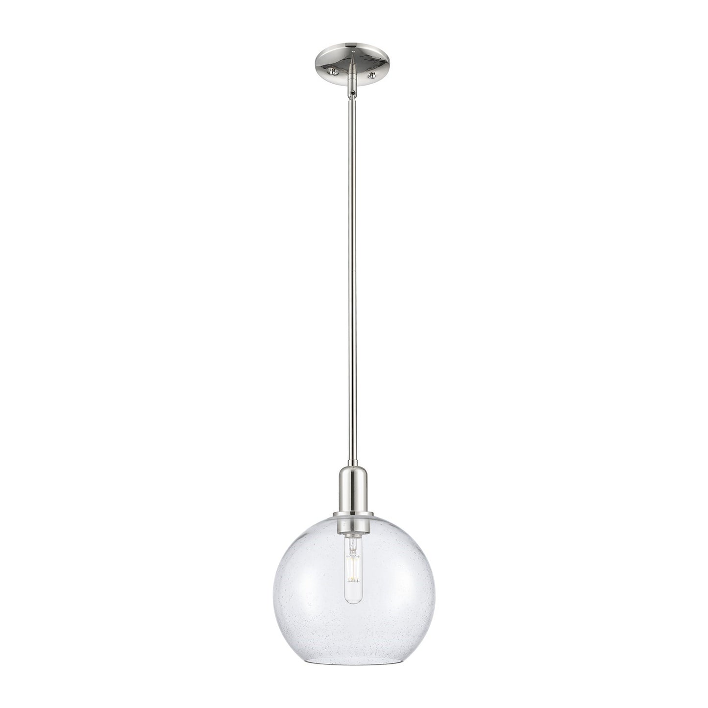 Innovations Athens 10in 1-Light Mini Pendant | Industrial Polished Nickel Steel and Seedy Glass | Kitchen Island & Dining Room | Model 716-1S-PN-G124-10