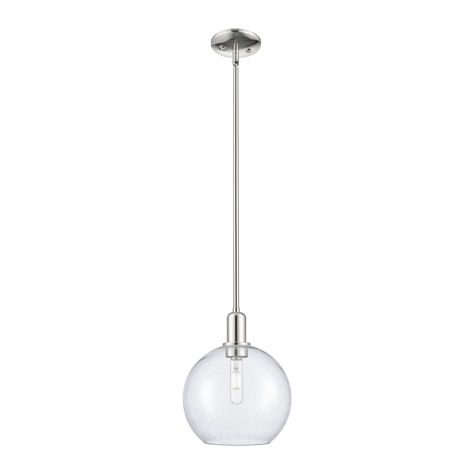 Innovations Athens 10in 1-Light Mini Pendant | Industrial Polished Nickel Steel and Seedy Glass | Kitchen Island & Dining Room | Model 716-1S-PN-G124-10