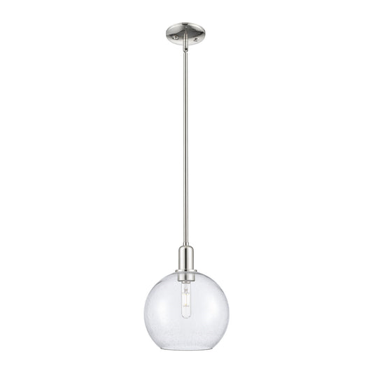 Innovations Athens 10in 1-Light Mini Pendant | Industrial Polished Nickel Steel and Seedy Glass | Kitchen Island & Dining Room | Model 716-1S-PN-G124-10