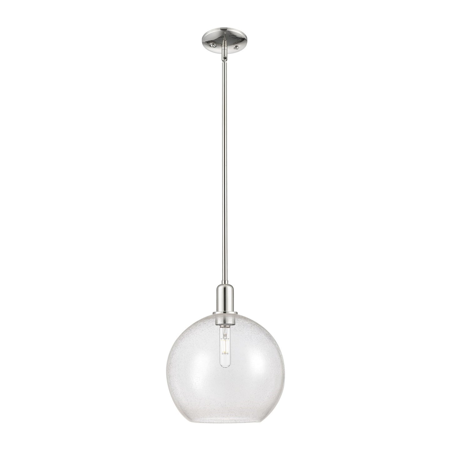 Innovations Athens 12in 1-Light Mini Pendant | Industrial Polished Nickel Steel and Seedy Glass | Kitchen Island & Dining Room | Model 716-1S-PN-G124-12