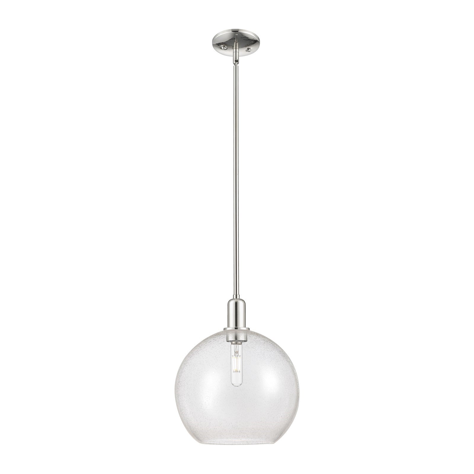 Innovations Athens 12in 1-Light Mini Pendant | Industrial Polished Nickel Steel and Seedy Glass | Kitchen Island & Dining Room | Model 716-1S-PN-G124-12