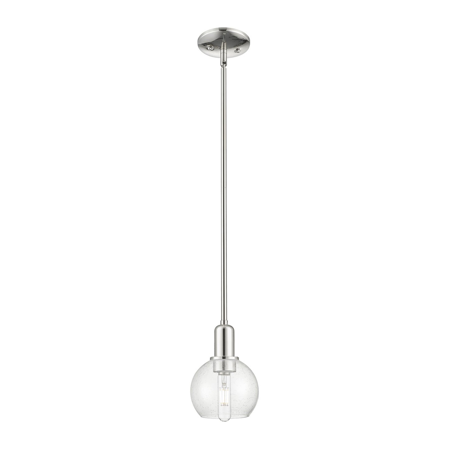 Innovations Athens 6in 1-Light Mini Pendant | Industrial Polished Nickel Steel and Seedy Glass | Kitchen Island & Dining Room | Model 716-1S-PN-G124-6