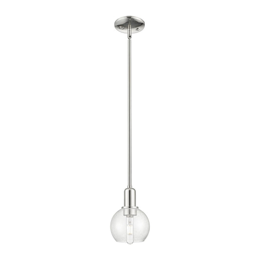 Innovations Athens 6in 1-Light Mini Pendant | Industrial Polished Nickel Steel and Seedy Glass | Kitchen Island & Dining Room | Model 716-1S-PN-G124-6