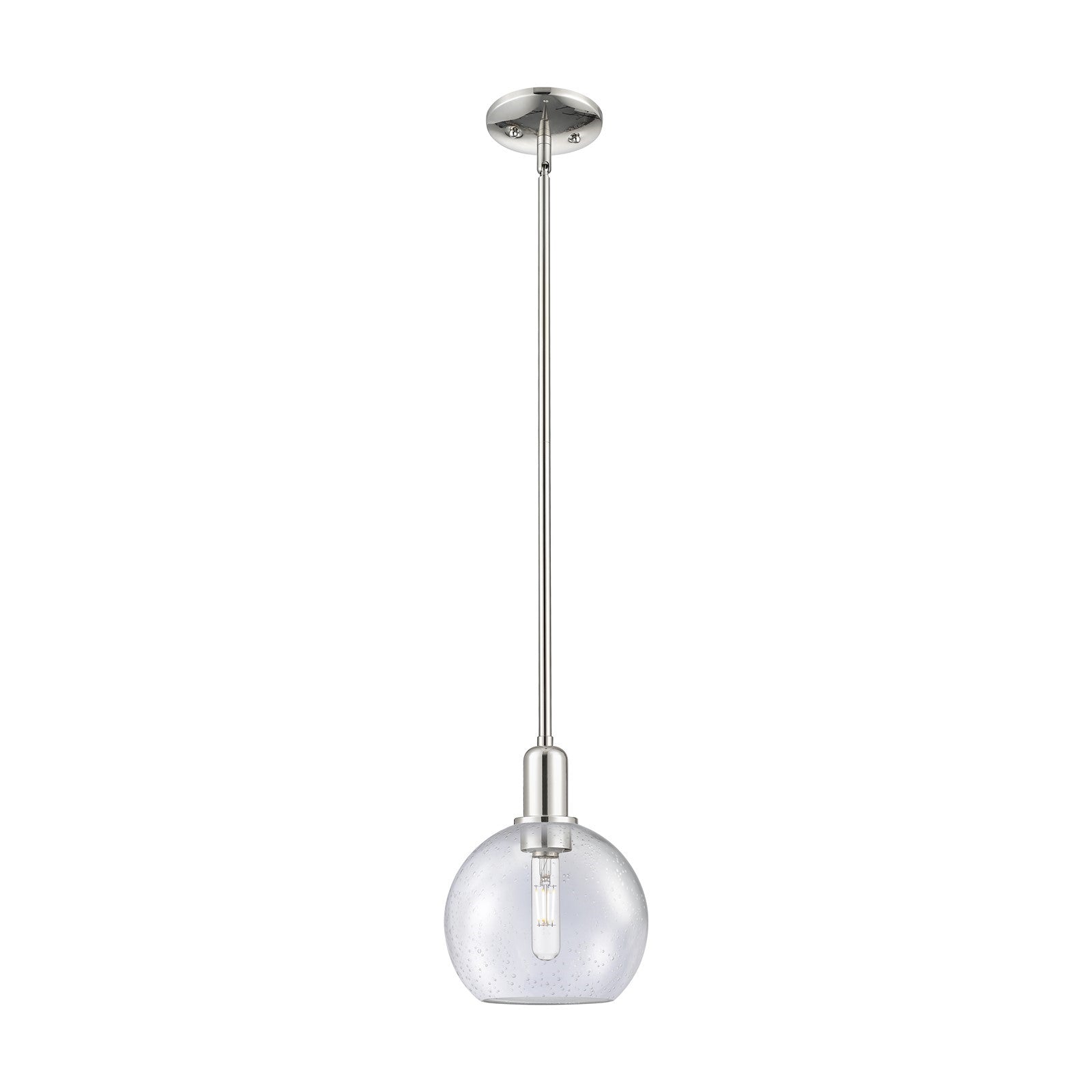 Innovations Athens 8in 1-Light Mini Pendant | Industrial Polished Nickel Steel and Seedy Glass | Kitchen Island & Dining Room | 8 | Model 716-1S-PN-G124-8