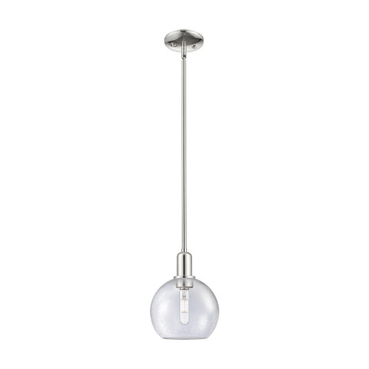 Innovations Athens 8in 1-Light Mini Pendant | Industrial Polished Nickel Steel and Seedy Glass | Kitchen Island & Dining Room | 8 | Model 716-1S-PN-G124-8