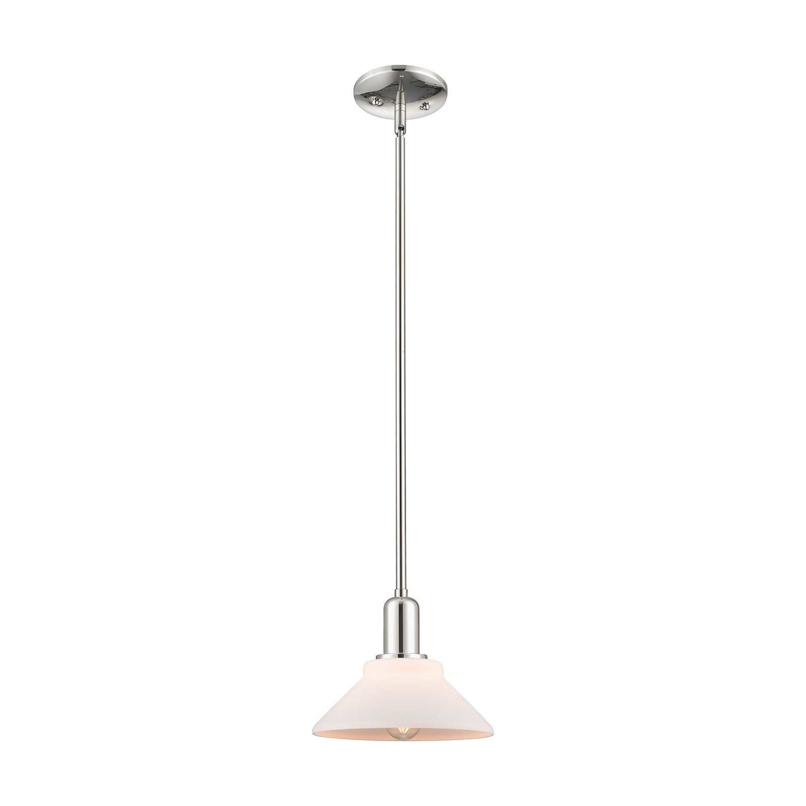 Innovations Orwell 8in 1-Light Mini Pendant | Industrial Polished Nickel and Matte White Glass | Kitchen Island & Dining Room | Model 716-1S-PN-G131