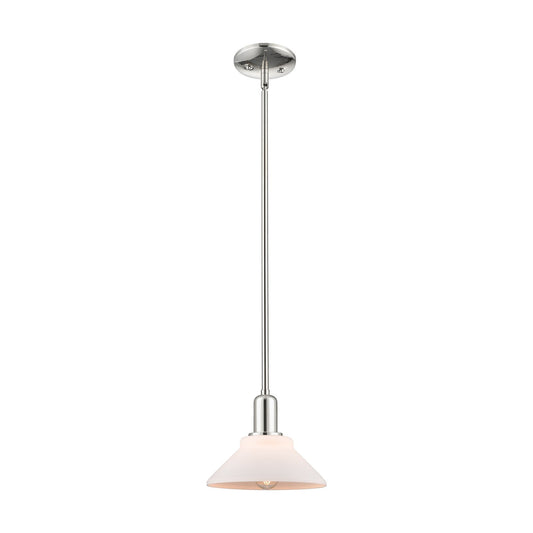 Innovations Orwell 8in 1-Light Mini Pendant | Industrial Polished Nickel and Matte White Glass | Kitchen Island & Dining Room | Model 716-1S-PN-G131