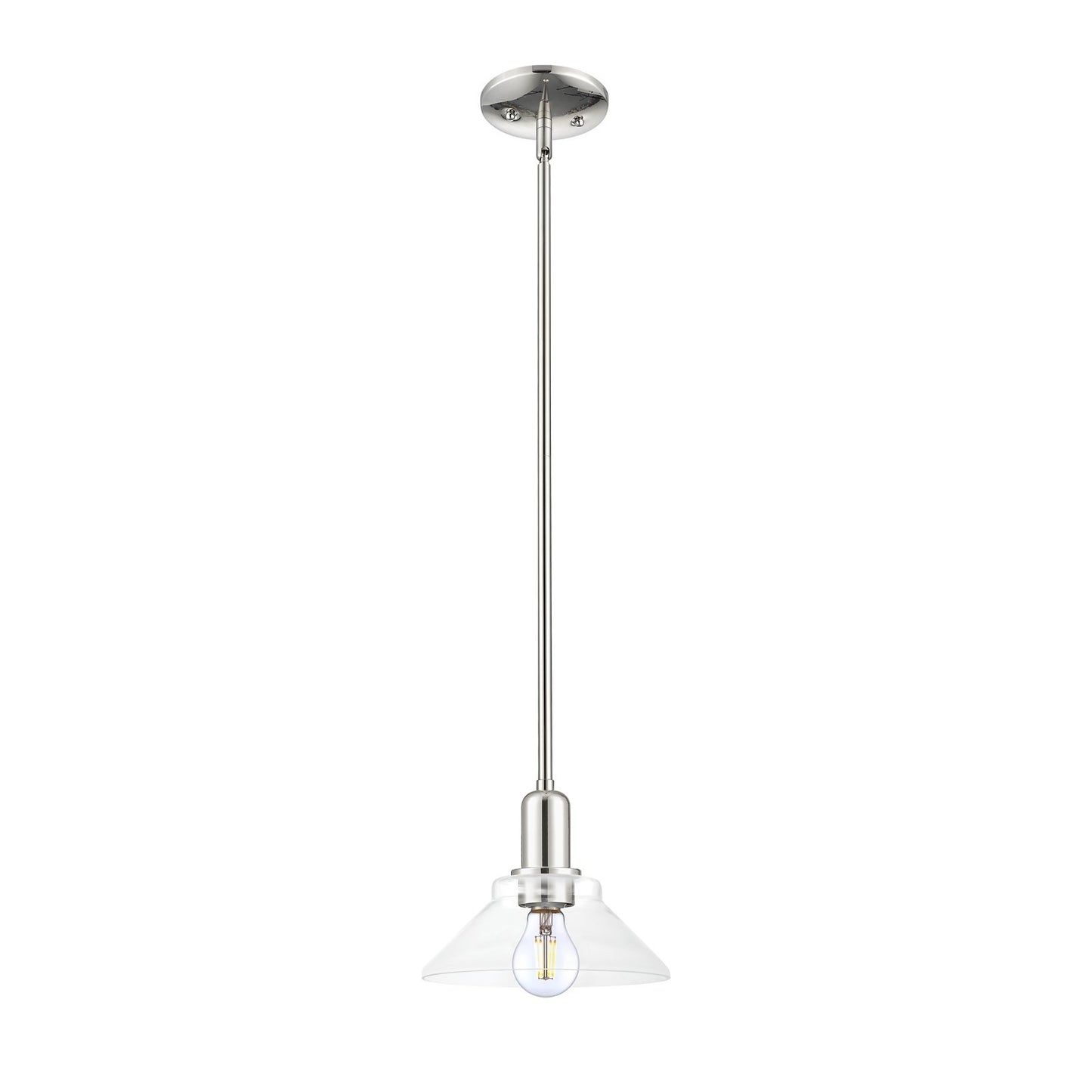 Innovations Orwell 8in 1-Light Mini Pendant | Industrial Polished Nickel and Clear Glass | Kitchen Island & Dining Room | 8.38 x | Model 716-1S-PN-G132