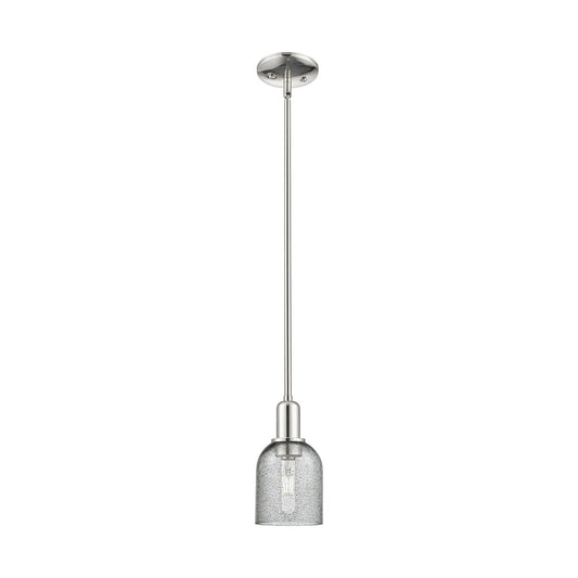Innovations Caledonia 5in 1-Light Mini Pendant | Industrial Polished Nickel and Charcoal Glass | Kitchen Island & Dining Room | 5 x | Model 716-1S-PN-G257