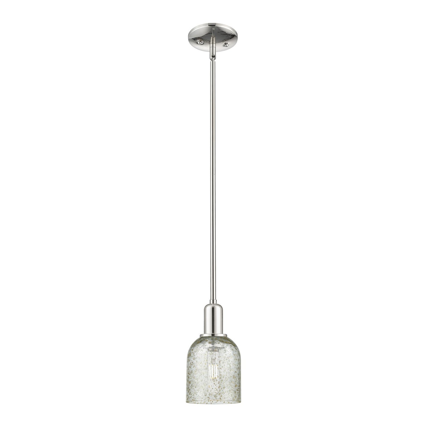 Innovations Caledonia 5in 1-Light Mini Pendant | Industrial Polished Nickel and Mica Glass | Kitchen Island & Dining Room | Damp | Model 716-1S-PN-G259