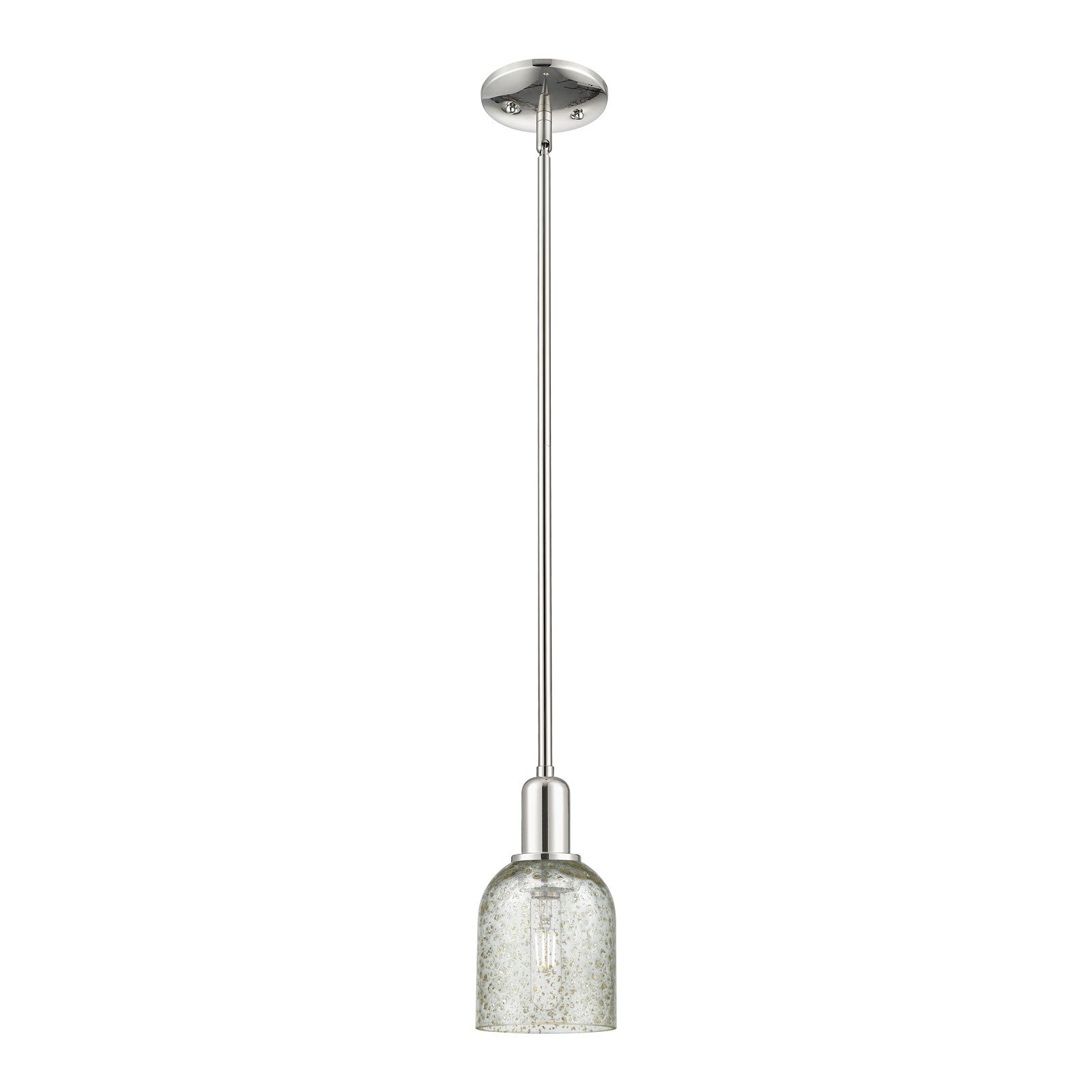 Innovations Caledonia 5in 1-Light Mini Pendant | Industrial Polished Nickel and Mica Glass | Kitchen Island & Dining Room | Damp | Model 716-1S-PN-G259