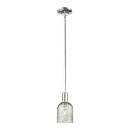 Innovations Caledonia 5in 1-Light Mini Pendant | Industrial Polished Nickel and Mica Glass | Kitchen Island & Dining Room | Damp | Model 716-1S-PN-G259