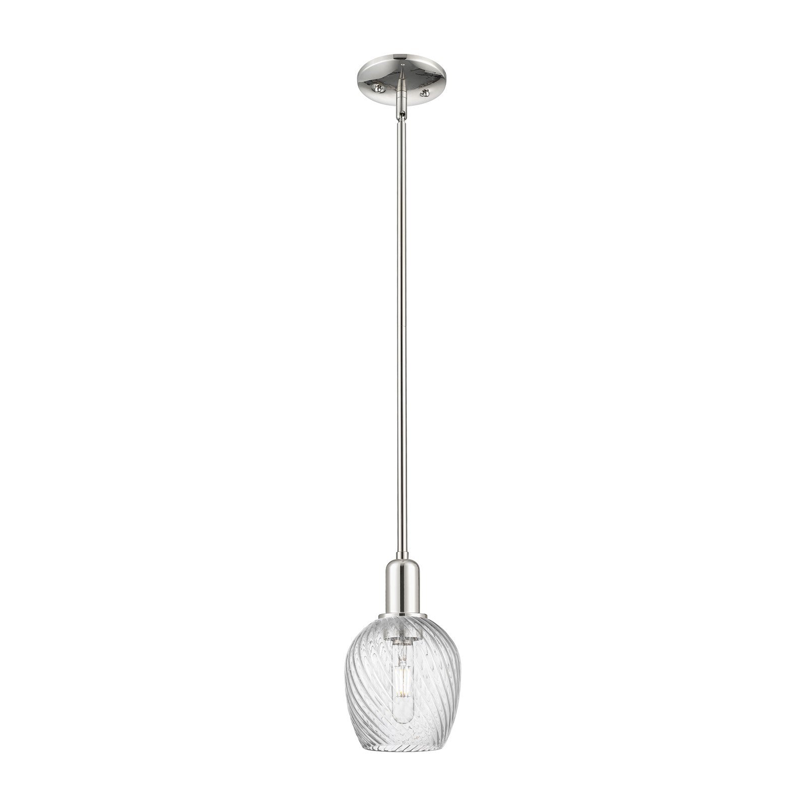 Innovations Salina 5.75in 1-Light Mini Pendant | Industrial Polished Nickel and Clear Spiral Fluted Glass | Kitchen Island & Dining | Model 716-1S-PN-G292