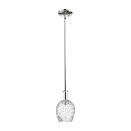Innovations Salina 5.75in 1-Light Mini Pendant | Industrial Polished Nickel and Clear Spiral Fluted Glass | Kitchen Island & Dining | Model 716-1S-PN-G292