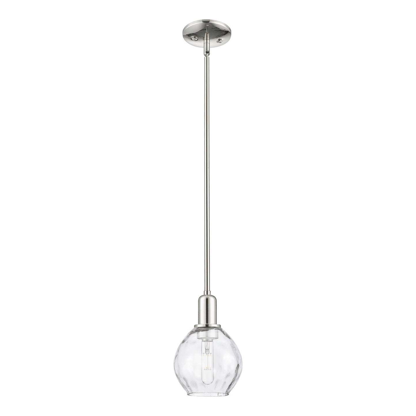 Innovations Waverly 6in 1-Light Mini Pendant | Industrial Polished Nickel and Clear Water Glass | Kitchen Island & Dining Room | 6 | Model 716-1S-PN-G362