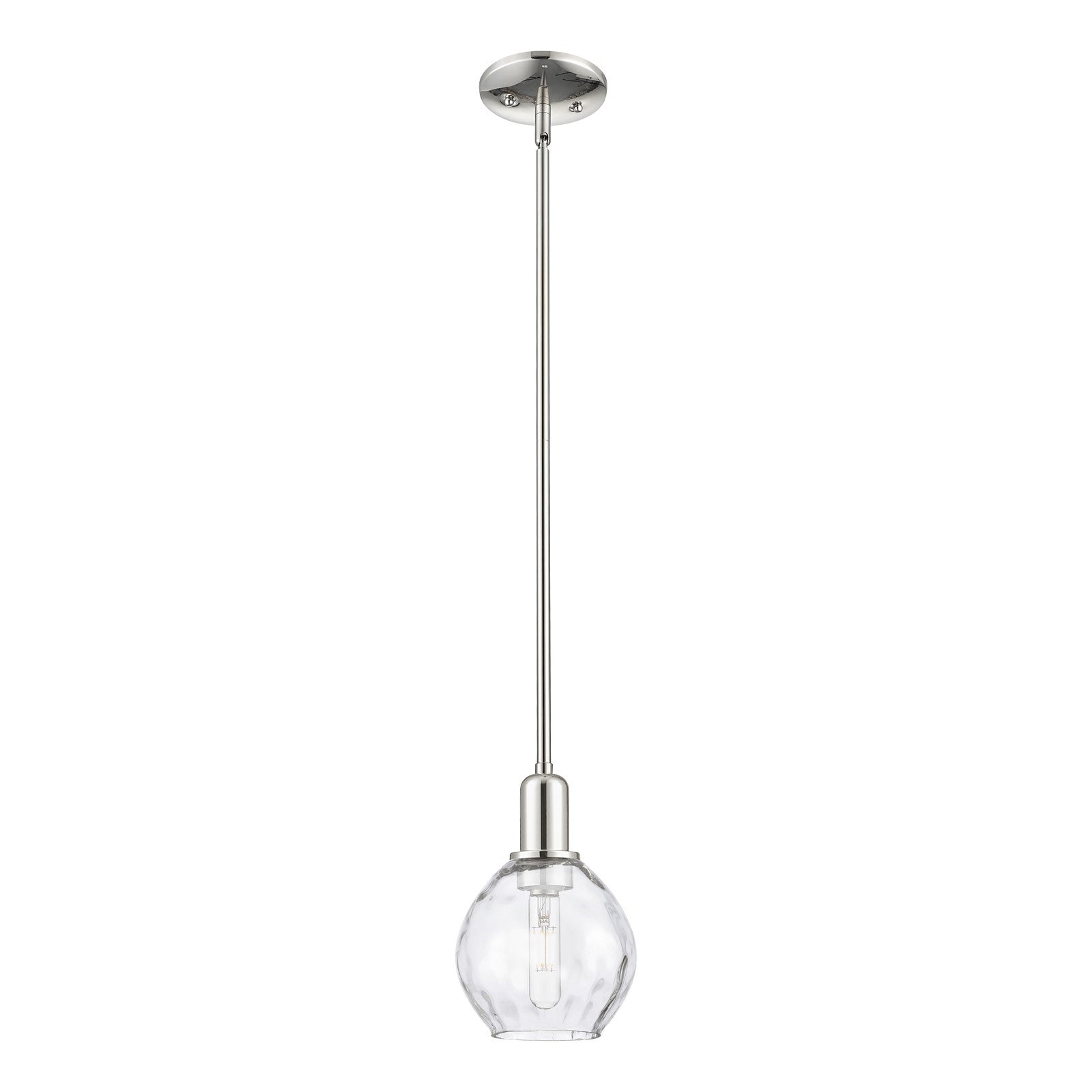 Innovations Waverly 6in 1-Light Mini Pendant | Industrial Polished Nickel and Clear Water Glass | Kitchen Island & Dining Room | 6 | Model 716-1S-PN-G362
