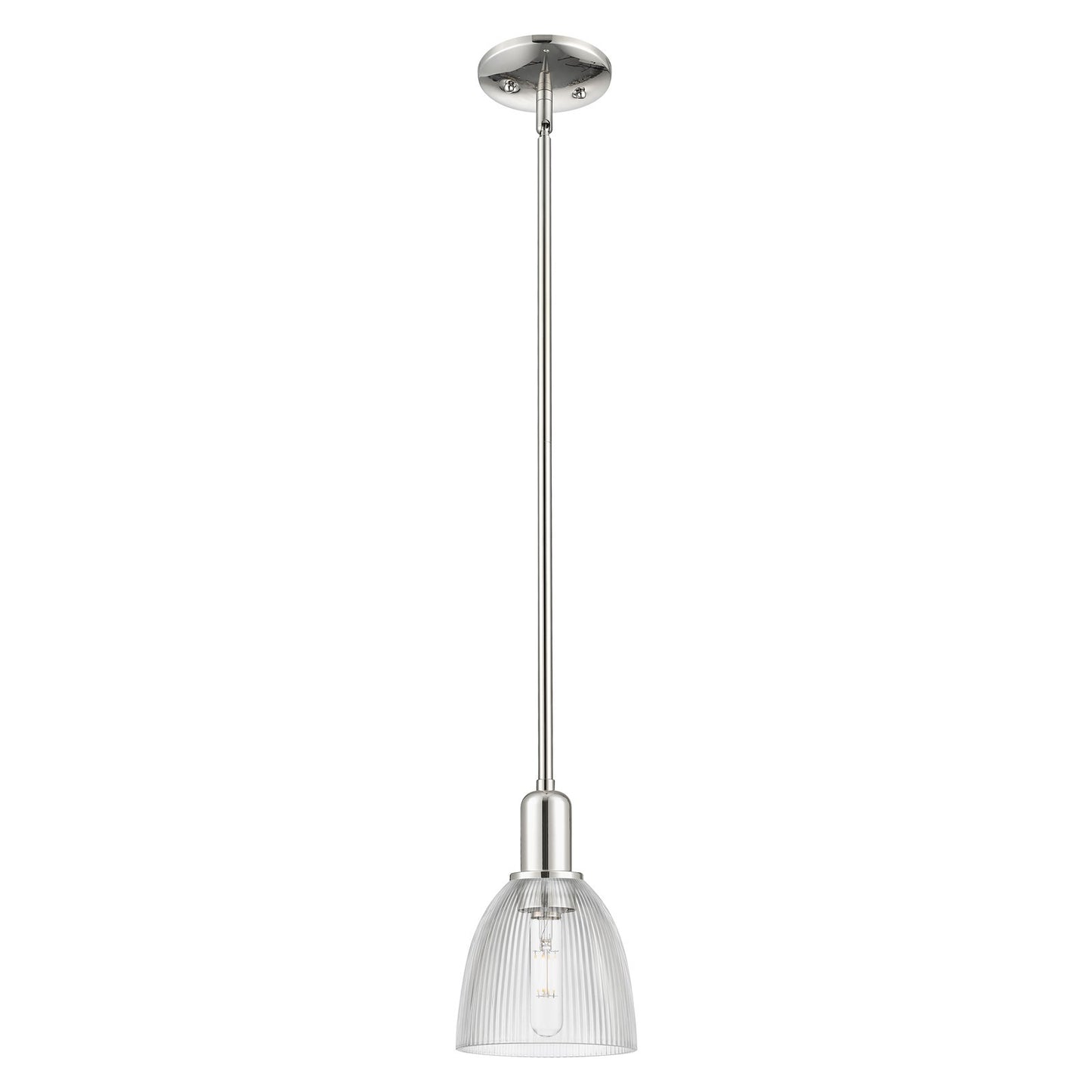 Innovations Castile 6in 1-Light Mini Pendant | Industrial Polished Nickel Steel and Clear Glass | Kitchen Island & Dining Room | Model 716-1S-PN-G382