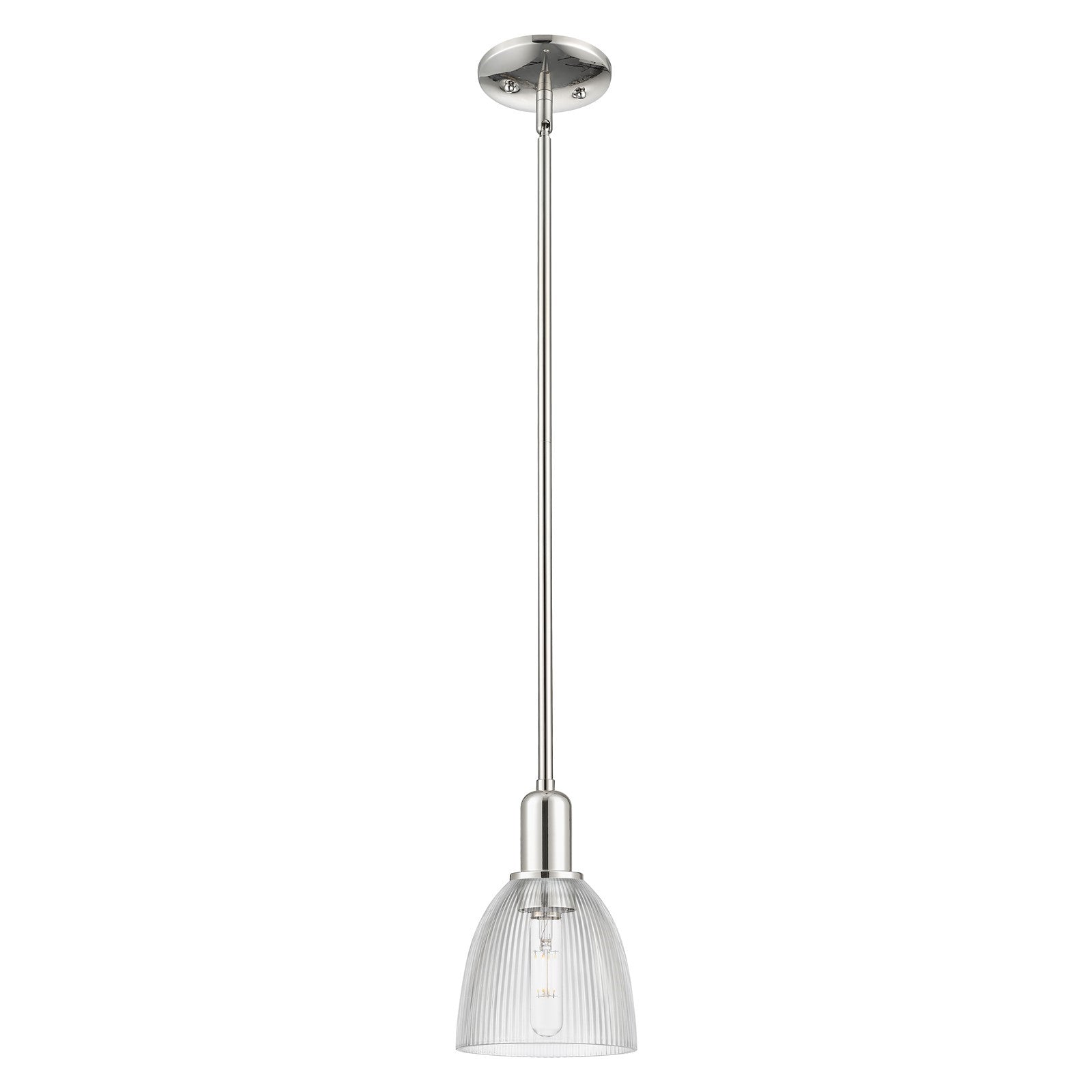 Innovations Castile 6in 1-Light Mini Pendant | Industrial Polished Nickel Steel and Clear Glass | Kitchen Island & Dining Room | Model 716-1S-PN-G382