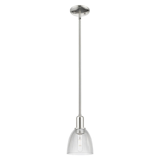 Innovations Castile 6in 1-Light Mini Pendant | Industrial Polished Nickel Steel and Clear Glass | Kitchen Island & Dining Room | Model 716-1S-PN-G382