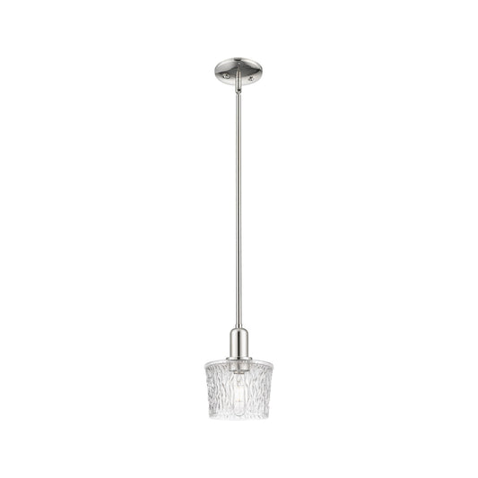 Innovations Niagara 7in 1-Light Mini Pendant | Industrial Polished Nickel and Clear Glass | Kitchen Island & Dining Room | Damp | Model 716-1S-PN-G402