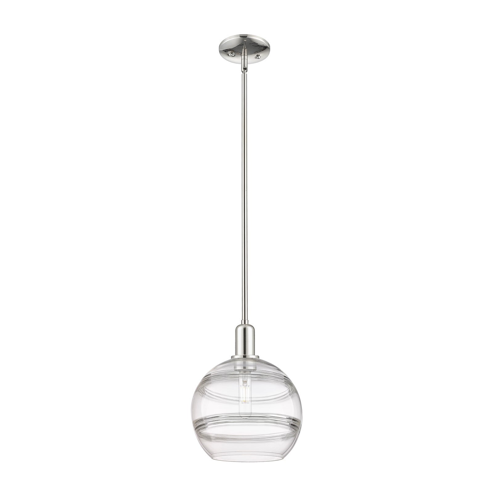 Innovations Rochester 10in 1-Light Mini Pendant | Industrial Polished Nickel and Clear Glass | Kitchen Island & Dining Room | Model 716-1S-PN-G556-10CL