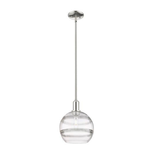 Innovations Rochester 10in 1-Light Mini Pendant | Industrial Polished Nickel and Clear Glass | Kitchen Island & Dining Room | Model 716-1S-PN-G556-10CL