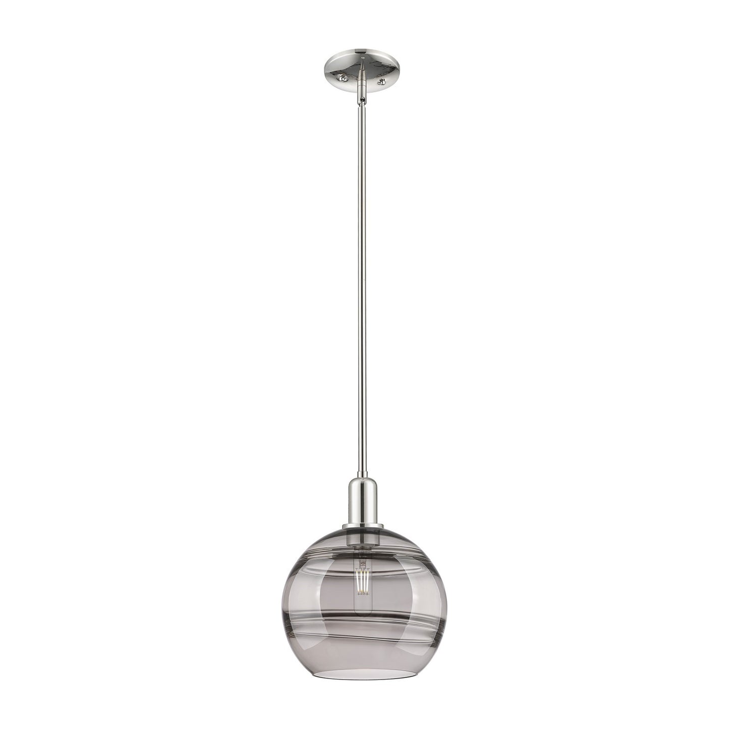 Innovations Rochester 10in 1-Light Mini Pendant | Industrial Polished Nickel and Light Smoke Glass | Kitchen Island & Dining | Model 716-1S-PN-G556-10SM