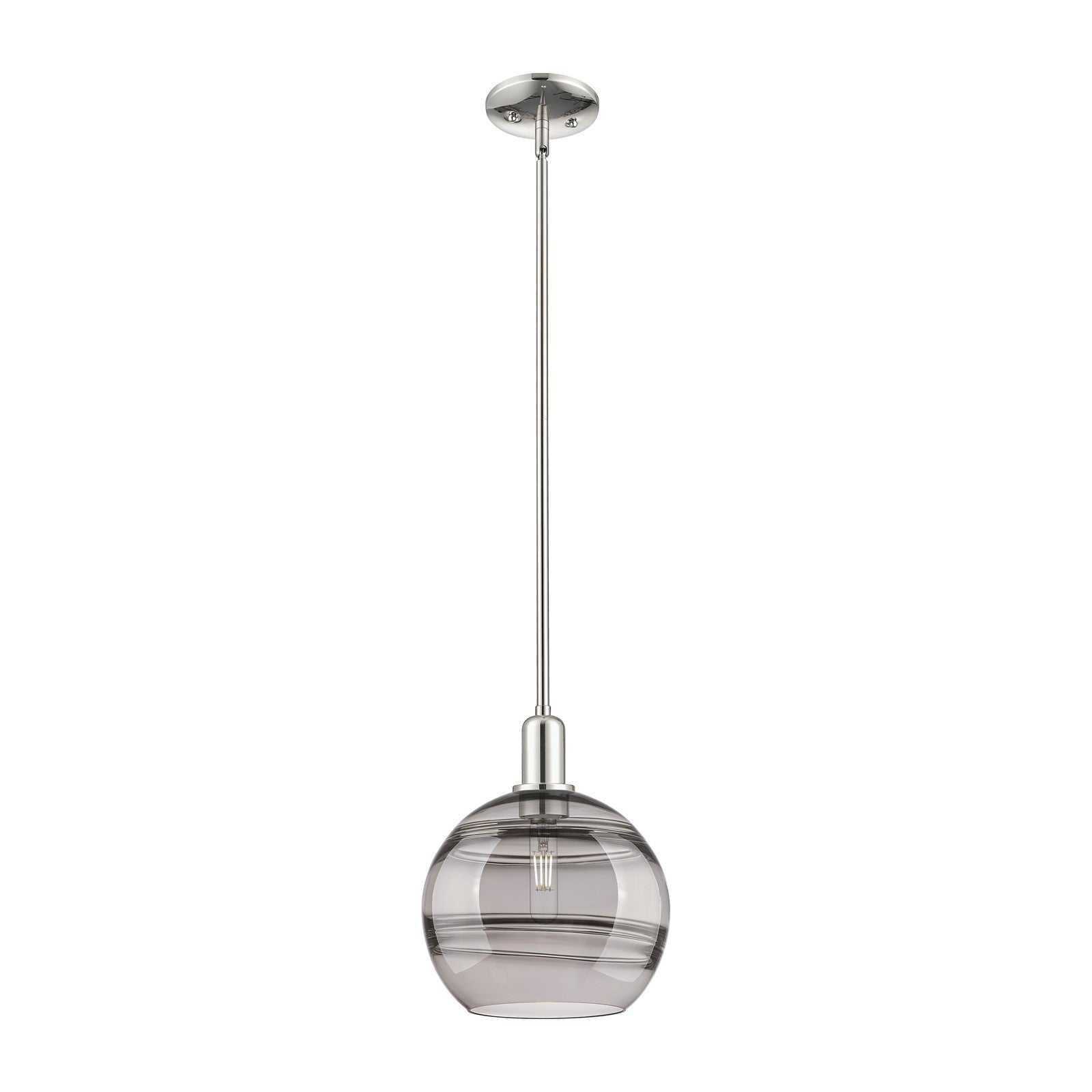 Innovations Rochester 10in 1-Light Mini Pendant | Industrial Polished Nickel and Light Smoke Glass | Kitchen Island & Dining | Model 716-1S-PN-G556-10SM