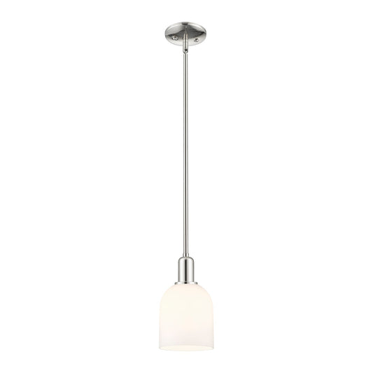 Innovations Bella 6in 1-Light Mini Pendant | Industrial Modern Polished Nickel and White Glass | Kitchen Island & Dining Room | Model 716-1S-PN-G558-6GWH