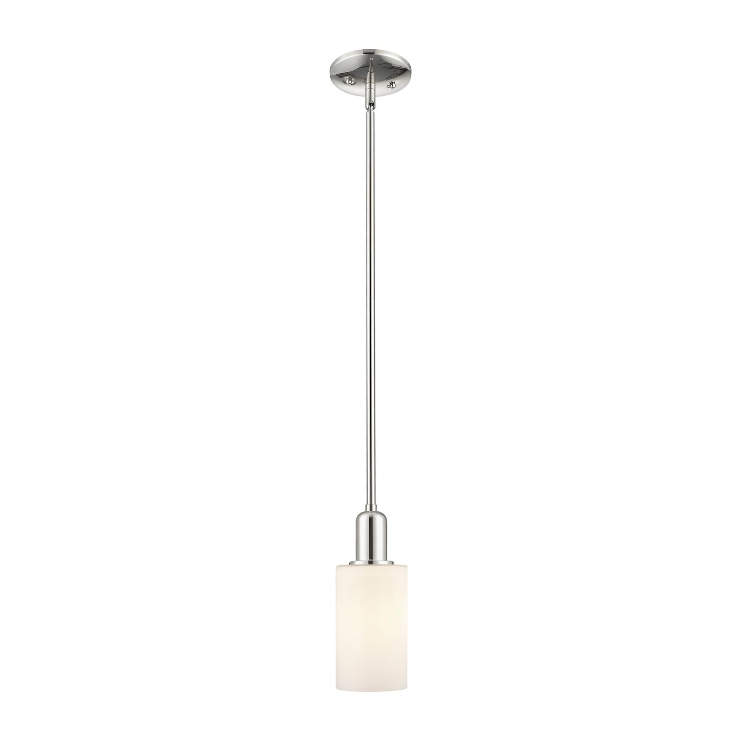 Innovations Clymer 1-Light Mini Pendant | Industrial Polished Nickel and Matte White Glass | Kitchen Island & Dining Room | 3.88 x | Model 716-1S-PN-G801