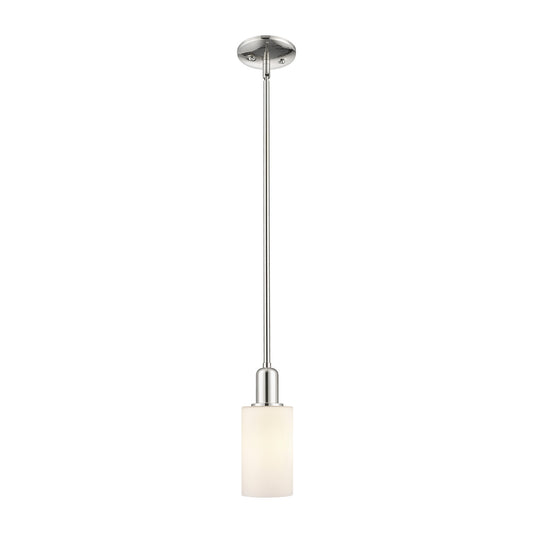 Innovations Clymer 1-Light Mini Pendant | Industrial Polished Nickel and Matte White Glass | Kitchen Island & Dining Room | 3.88 x | Model 716-1S-PN-G801