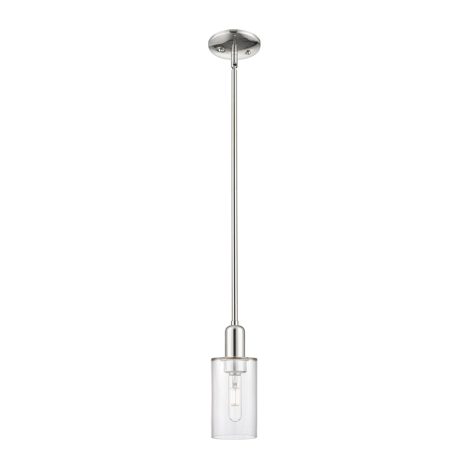 Innovations Clymer 4in 1-Light Mini Pendant | Industrial Polished Nickel Steel and Clear Glass | Kitchen Island & Dining Room | Model 716-1S-PN-G802