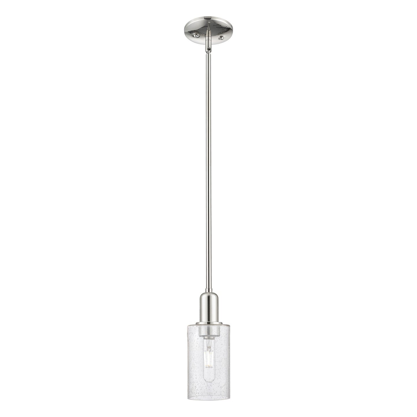 Innovations Clymer 4in 1-Light Mini Pendant | Industrial Polished Nickel Steel and Seedy Glass | Kitchen Island & Dining Room | Model 716-1S-PN-G804