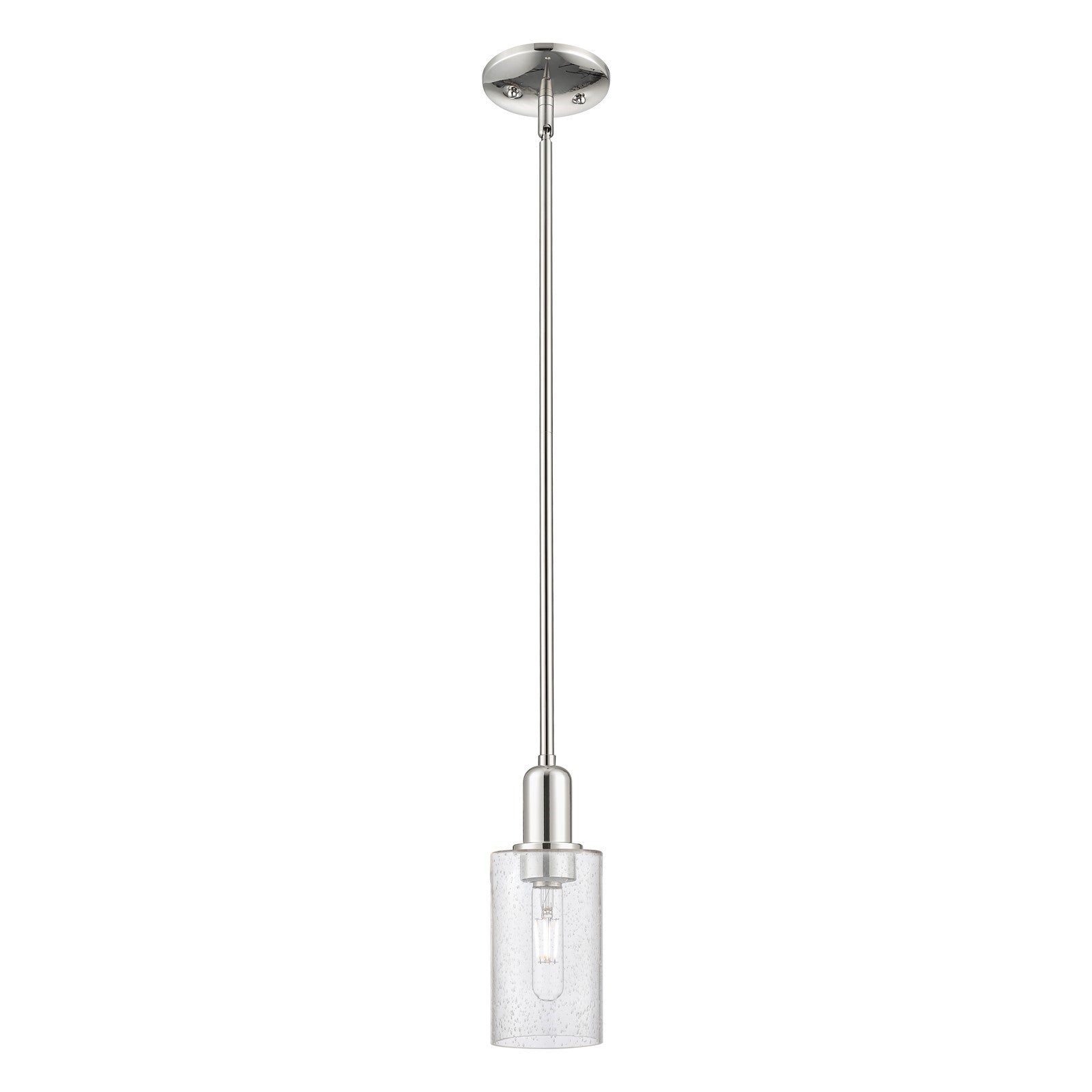 Innovations Clymer 4in 1-Light Mini Pendant | Industrial Polished Nickel Steel and Seedy Glass | Kitchen Island & Dining Room | Model 716-1S-PN-G804