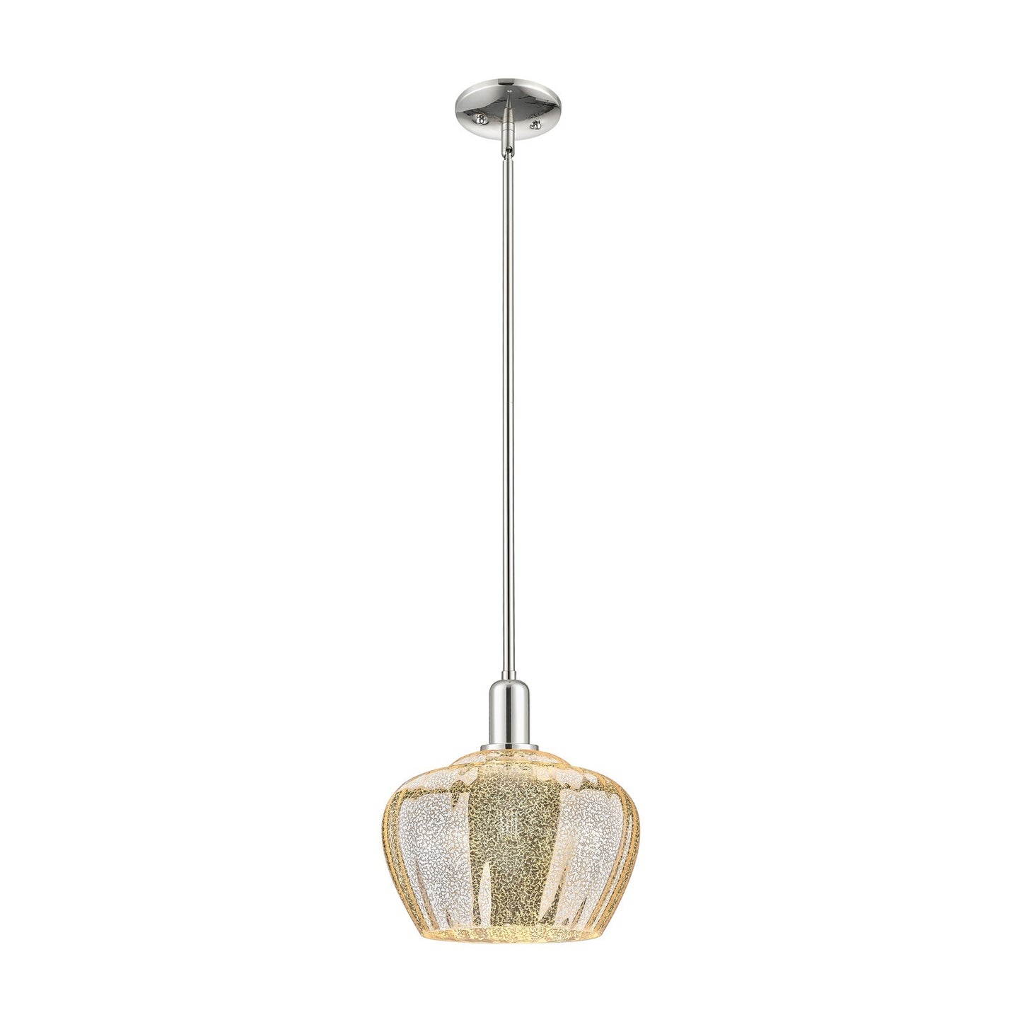 Innovations Fenton 11in 1-Light Mini Pendant | Industrial Polished Nickel and Mercury Ribbed Glass | Kitchen Island & Dining Room | Model 716-1S-PN-G96-L