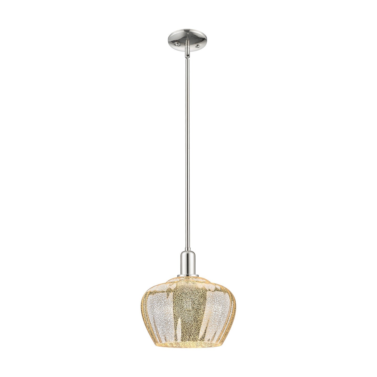 Innovations Fenton 11in 1-Light Mini Pendant | Industrial Polished Nickel and Mercury Ribbed Glass | Kitchen Island & Dining Room | Model 716-1S-PN-G96-L