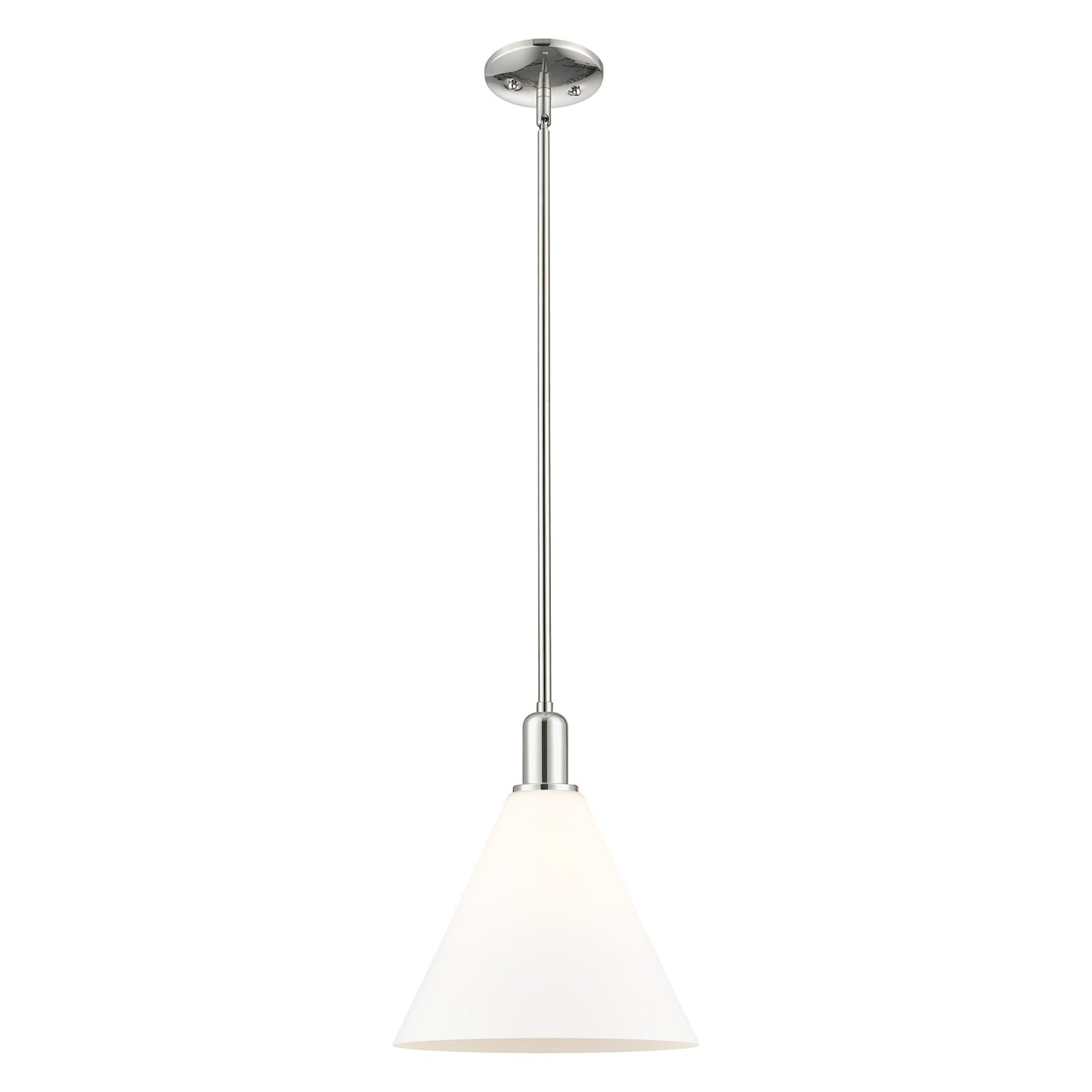 Innovations Berkshire Glass 12in 1-Light Mini Pendant | Industrial Polished Nickel and Matte White Glass | Kitchen Island & | Model 716-1S-PN-GBC-121