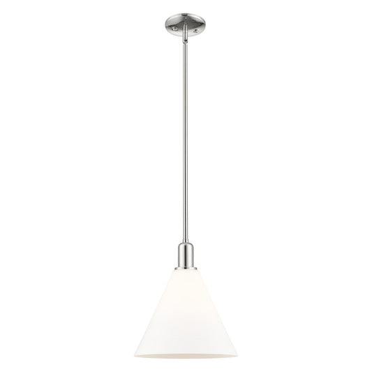 Innovations Berkshire Glass 12in 1-Light Mini Pendant | Industrial Polished Nickel and Matte White Glass | Kitchen Island & | Model 716-1S-PN-GBC-121